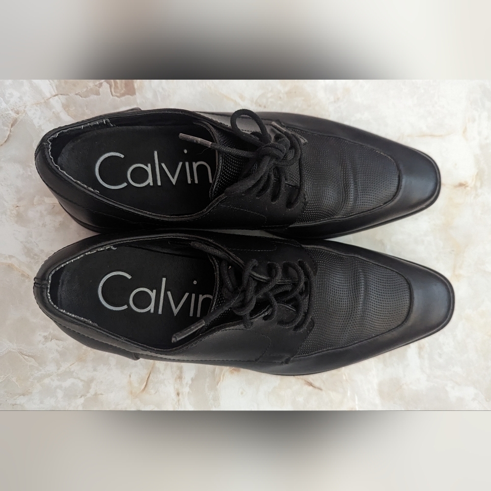 Calvin Klein Man's RAMBERT Leather Oxfords Black Shoes Size 7M